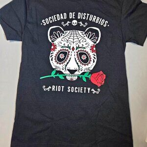 Riot Society mens shirt small Black Sociedad De Disturbios Y2K Vintage T-Shirt